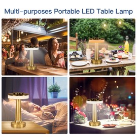 SUNLIGTGO Cordless Table Lamp, Portable LED Desk Lamp, Table Sensor Control Beside Lamps, Kids Night Light with Stepless Dimming & Charging Completed Tip Light & 3 Colors Changing