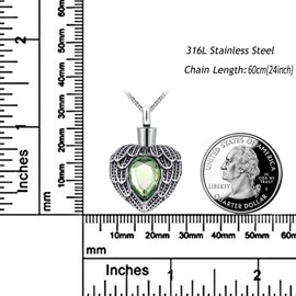 Urn Necklaces for Ashes Angel Wing Birthstone Charm Heart Cremation Jewelry Keepsake Holder Memorial Necklace Pendant