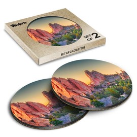 2 x Round Coasters - Garden of the Gods Colorado Springs USA Cork Backed MDF Glossy Tea Coffee Accessory #50997