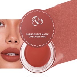 Easilydays Matte Lip & Cheek Mud Blurring Pudding Pot, Blurry Pudding Pot, Buildable and Lightweight Lip Tint, Creamy Multi-Purpose Blurring and Mousselike Pudding Pots for Women Lips, Cheek & Eye (03# Chestnut Nude, S)