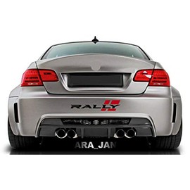 Rally Decal Sticker Sport Racing Stripe car Bumper Logo Turbo auto Emblem (Black/RED)