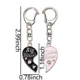 Big Little Sister Gift for Women Sisters Matching Heart Keychainsfor 2 Sisters Birthday Chrismas Gifts from Sister Broken Heart Pendant Keychain for Twin Sisters Gift for Bestie Friend