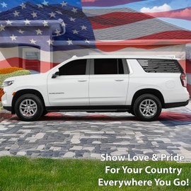 BOGAR TECH DESIGNS Precut for Chevy Suburban and GMC Yukon XL 2021-2025 Quarter Window American Flag Vinyl Decal Sticker, Distressed Matte Black