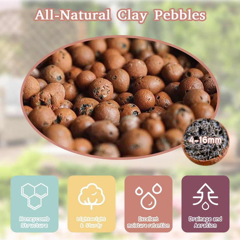 Legigo 8 LB Organic Leca Clay Pebbles for Plants, 4mm-16mm