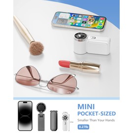 AGEYOU Portable Handheld Mini Fan, 6 Gear Wind, Hand Small Travel Personal Held Fans, Rechargeable Turbo Fan, Gifts for Women Men, for Camping Vacation Outdoor (white)