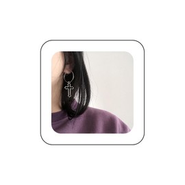 Inilbran Gold Cross Huggie Hoop Earrings Boho Cross Drop Earrings Large Hollow Circle Pendant Earrings Vintage Large Circle Earrings Jewellery for Women and Girls