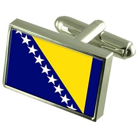 Bosnia & Herzegovina Flag Cuff Links Ties Matching Same Fabric Box Set