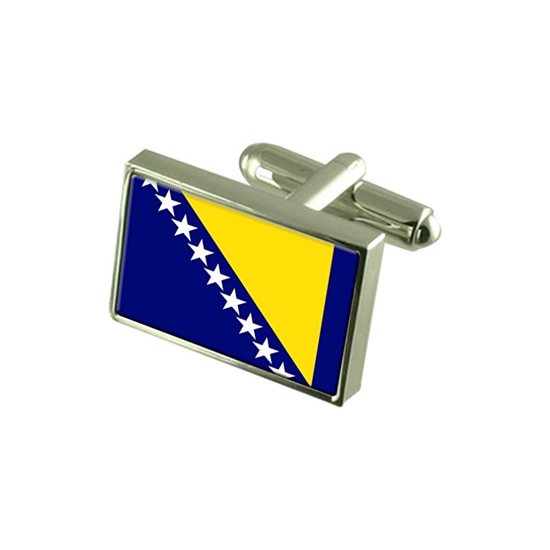 Bosnia & Herzegovina Flag Cuff Links Ties Matching Same Fabric