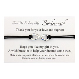 Bridesmaid Proposal Gift,Thank you Gift,Thank You For Being My Bridesmaid Wedding Gift,Bridesmaid Infinity Wish String Bracelet,Gift for Bridesmaid(Black)
