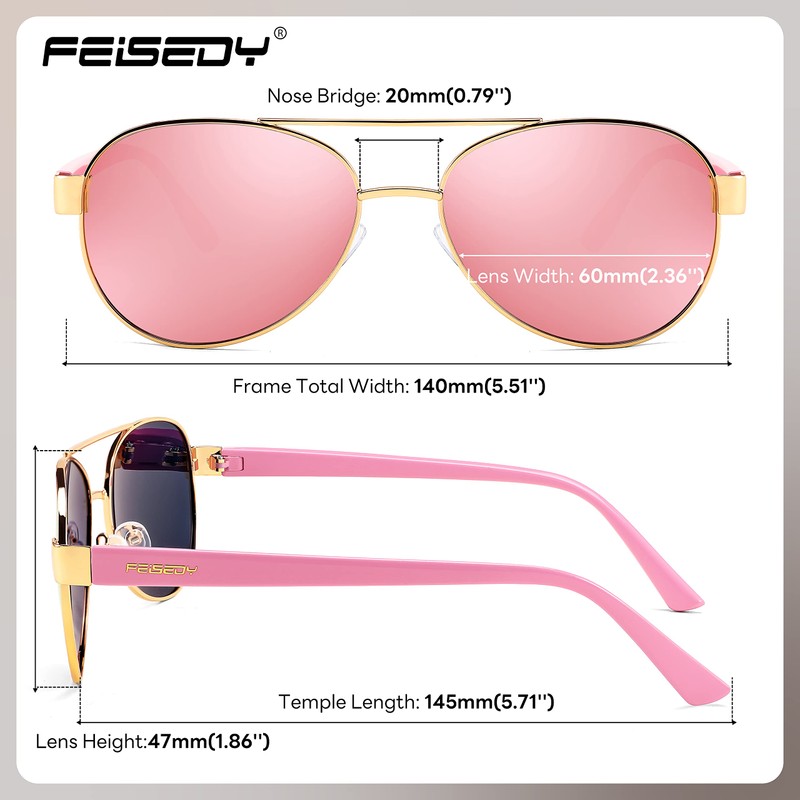 FEISEDY Classic Aviator Sunglasses for Women Pilot Polarized Sunglasses Men