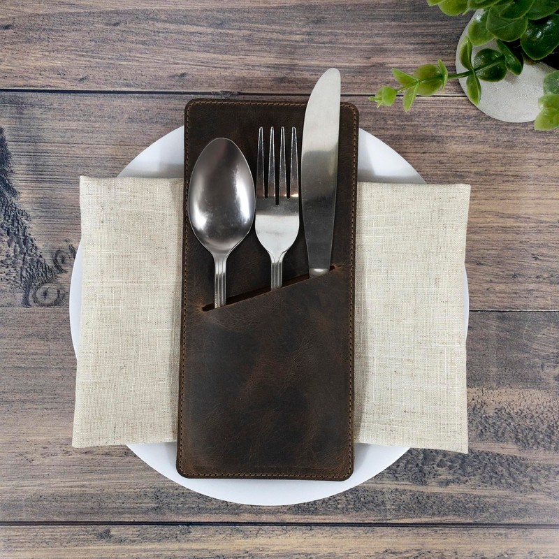 Cast Leather Co., Set of 2 Rectangular Cutlery Sleeves, Utensils