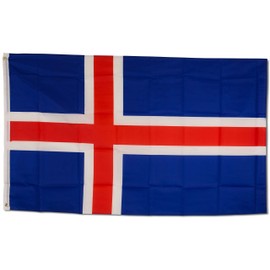 Federal and State Flag Made of Weatherproof Material with Metal Eyelets, Outdoor Flag, Iceland, 150 x 90 cm
