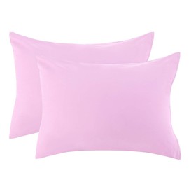 uxcell Zippered Standard Pillow Cases Pillowcases Covers Protectors, Egyptian Cotton 300 Thread Count, Pack of 2, Pink Standard (20" x 26")