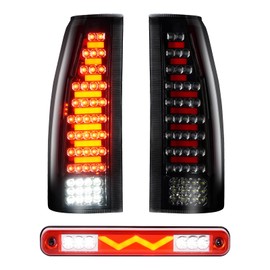 Tail Light + 3rd Third Brake Cargo Lamp for Chevy GMC C1500 K1500 1988-1999, C2500 C3500 K2500 K3500 1988-2000, Silverado 1994-1998, Blazer 1992-1994, High Mount Stop Light Rear LED Taillight