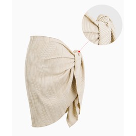 MissShorthair Womens Chiffon Beach Pareos Sarong Sheer Swimsuit Cover Ups Swimwear Bikini Wrap,Light Coffee-Waves