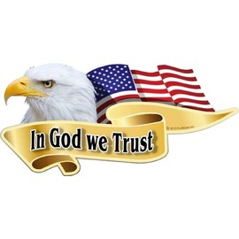 ProSticker 906V (One) American Pride Series in God We Trust Bald Eagle Decal Sticker (6X12)