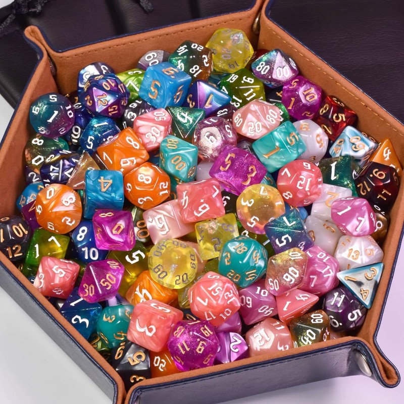 Cusdie 175-Piece Acrylic Dice Set - 25 Colorful Sets with