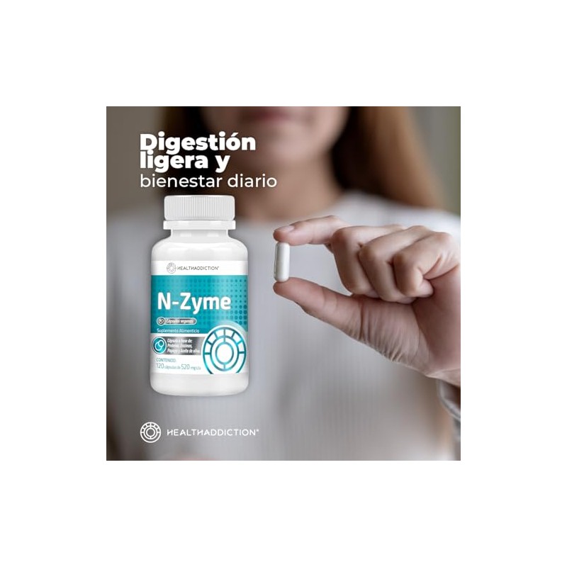 Healthaddiction Enzimas Digestivas Avanzadas Cápsulas 520mg Lactasa Proteasa Amilasa Papaína