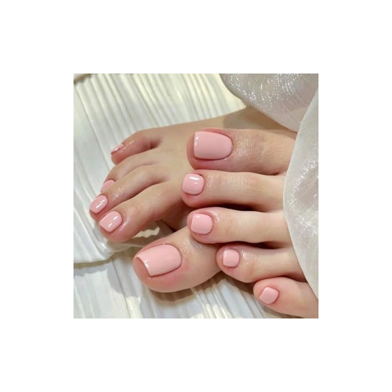 24Pcs Uñas Postizas para Pies, Uñas Press On Cortas Francesas