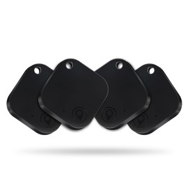 Bluetooth Tracker Smart Tag 4 Pack, Work with Apple Find My (iOS Only, Not for Android), Loud Sound, Item Finder for Keys, Backpack, Suitcase, Wallet, Luggage, Black