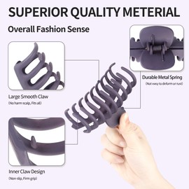 Beauty.H.C 4.3 Inch Large Hair Claw Clips for Thin Thick Curly Hair Big Matte Hairclips Banana Strong Hold Jaw Clip Fashion Hair Accessories for Women and Girls (Nonslip, 8PCS)