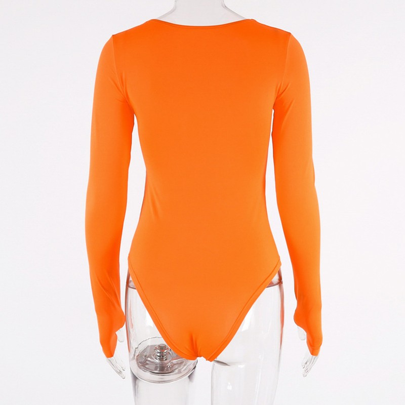 Women Long Sleeve Bodysuit Fashionable Charming Slim Fitting Body Leotard