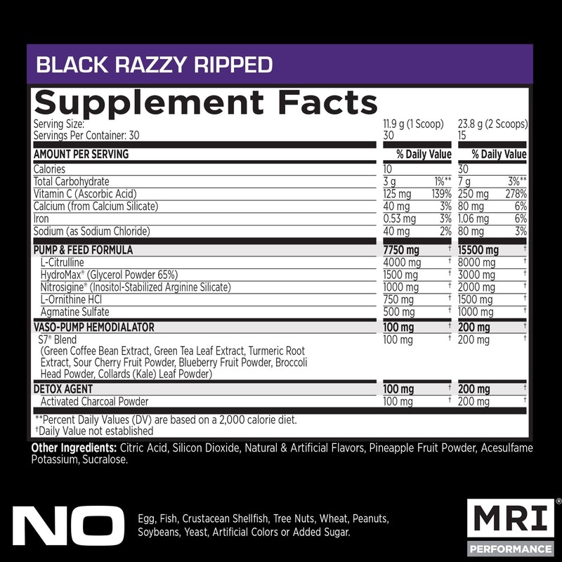 MRI NO2 Black Nitric Oxide Supplement for Pump, Muscle Growth,