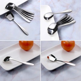 6 Pcs Square Head Ice Cream Spoons, Yogurt Spoons,Dinner Spoons, Rice Spoons, Flat Square Spoons