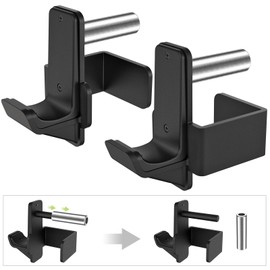 Kipika J-Hooks for 3" x 3" Power Rack with 5/8" or 1" Hole - Bottom Reinforced Steel Hooks with Rubber Pads - Heavy Duty Power Rack Attachments - Squat Rack Accessories for Strength Training - 2Pcs