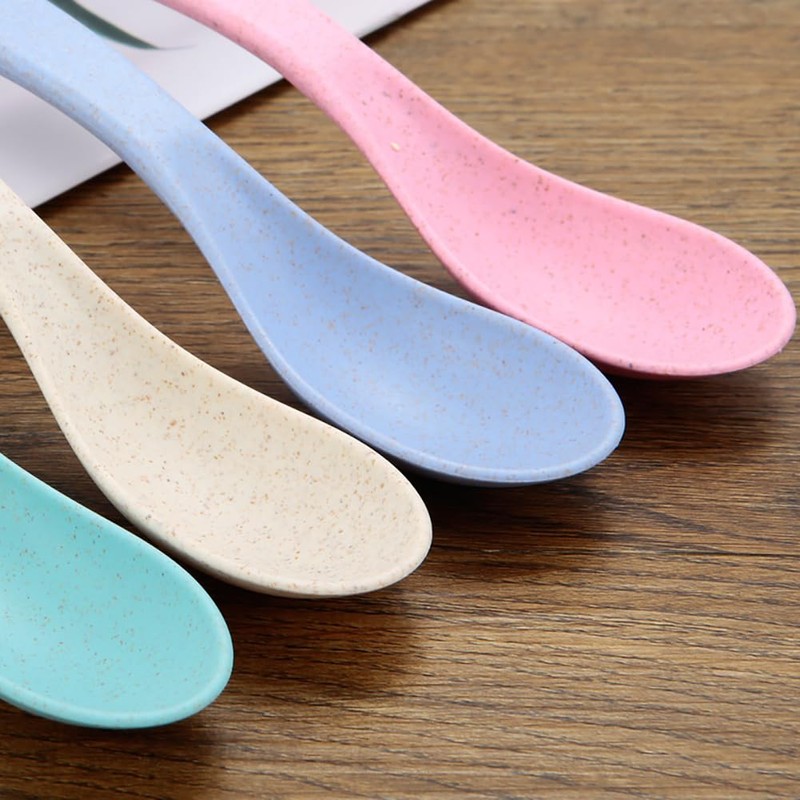 HugeDE 12 Pcs Reusable Dinner Spoons Portable Travel Spoons Plastic