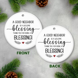 AVERXO Neighbor Gifts for Women, Christmas Ornaments 2024 - Christmas, The Neighborhood Gifts for Friends, Hello Neighbor Friendship Gifts for Friends - Christmas Tree Decoration Ceramic Ornaments