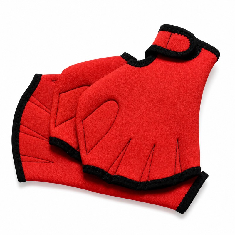 Webbed Swim Gloves with Adjustable Wrist Strap for Swimming, Diving
