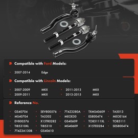 A-Premium Set of 4, Front Inner Outer Tie Rod End Kit, Compatible with Ford Edge 2007-2014 & Lincoln MKX 2007-2015