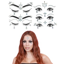 FDCGAS Gemstones Glitter Stones Stickers Glitter Rhinestones 6 Pieces Gemstones Temporary Tattoos Glitter Gemstones Rhinestone Face Jewels Crystals Rhinestones for Music Carnival, Makeup, Party