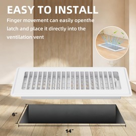 Floor Register 6x14-4 Pack Vent Covers for Home Floor Heavy Duty Steel Walkable Easy Adjust Air Supply Lever Cover for Sidewall, White