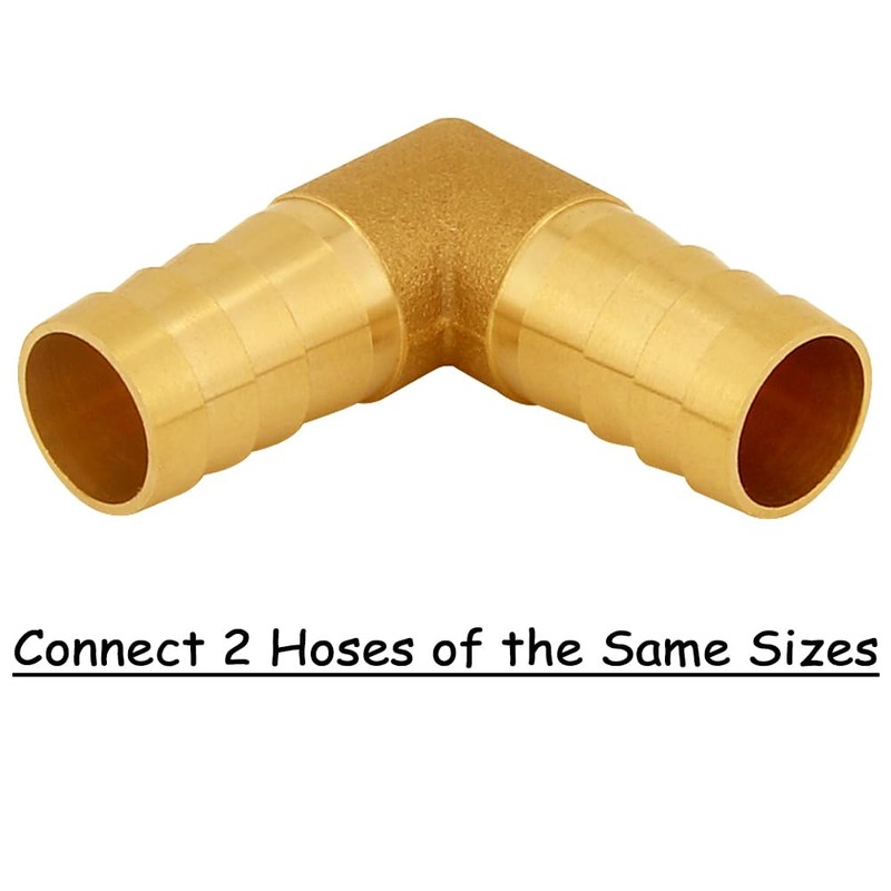 Uenede 2PCS Solid Brass 3/4"OD Barb Elbow Fittings 2-Way 90