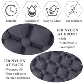 GMHLLES Inflatable Cushion, Portable Waterproof Travel Air Cushion Seat, Foldable Design Small and Portable with Storage Bag for Camping Concert Beach (Dark Gray)
