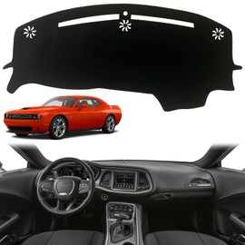 INUBOXES Dashboard Dash Board Cover Mat Pad Carpet Non-Slip Custom Compatible with Dodge Challenger 2015-2022 Protector Sunshield (Black Trim)