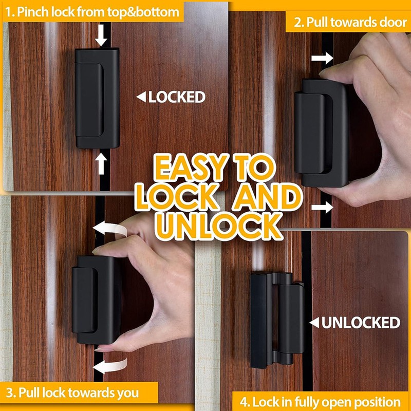 2 Set Door Security Lock Aluminum Alloy Collision Prevention Child