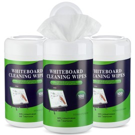 Threlaco 3 Pack Dry Erase Wipes 300 Pcs Whiteboard Cleaning Wipes Wet Whiteboard Cleaner Classroom Teacher Supplies, 100 Wipes Per Canister