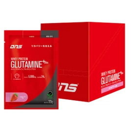 DNS プロテイン ホエイプロテイン グルタミンプラス (G+) ストロベリー風味 33g×10袋 グルタミン配合 水で飲める ホエイたんぱく質 筋トレ いちご 個包装