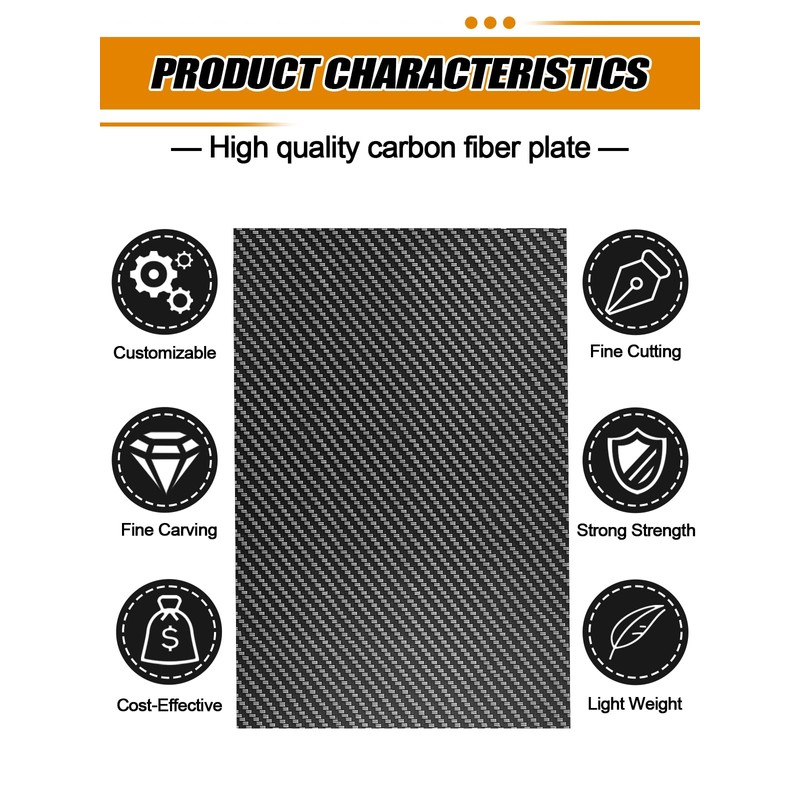 Kalolary Carbon Fiber Board, 3K Real Carbon Fiber Sheets, 0.5mm-5mm