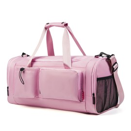 BSHG Gym Bags For Men & Women With Shoes Compartment And Wet Pocket, Sports Duffle Bag, Workout Bags For Gym Swimming Yoga,Waterproof Weekend Overnight Carry On Bag B-GC-002-Pink
