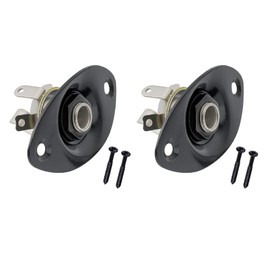 2 Pcs Guitar Jack Socket, 1/4 Inch Oval Guitar Output Jack Plate Socket with Mounting Screws, Guitar Replacement Parts for Electric Guitar Bass, Black
