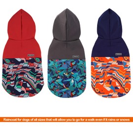 BPS BPS-16177GR Waterproof Pet Dog Rain Jacket Waterproof Hooded Jacket with Pocket for Small Medium Large Dogs, Material 100% Polyester (XXL, Decorative Grey)