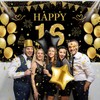 SMENGGIL Black Gold Happy 16th Birthday Backdrop Banner 16th Photography