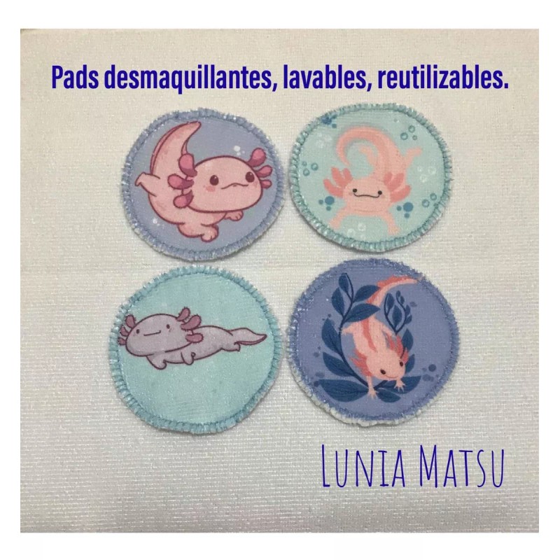 Lunia Matsu Pads Desmaquillantes Lavables, Y Toalla Facial. Ajolotes