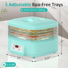 Prenafla Food Dehydrator Machine - 5 Trays Dehydrator with Digital Adjustable Timer & Temperature Control, 200W Electric Dryer for Food and Jerky, Fruit, Dog Treats, Herbs, Snacks