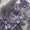 1 Pair Hand-Made Beaded Rhinestons DIY Clothing Appliques Patch Flower