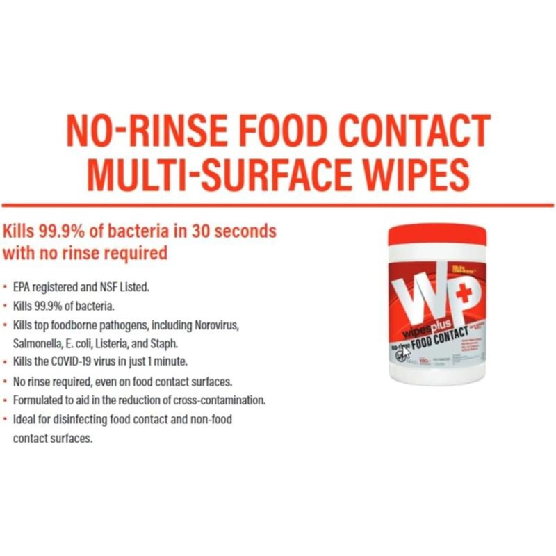 WIPESPLUS Cleaning Wipes All Purpose Food Contact - No Rinse,